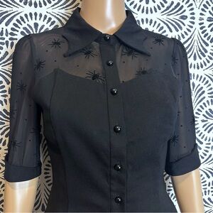 ModCloth Collectif Flocked Spider Goth Batwing Collar Blouse